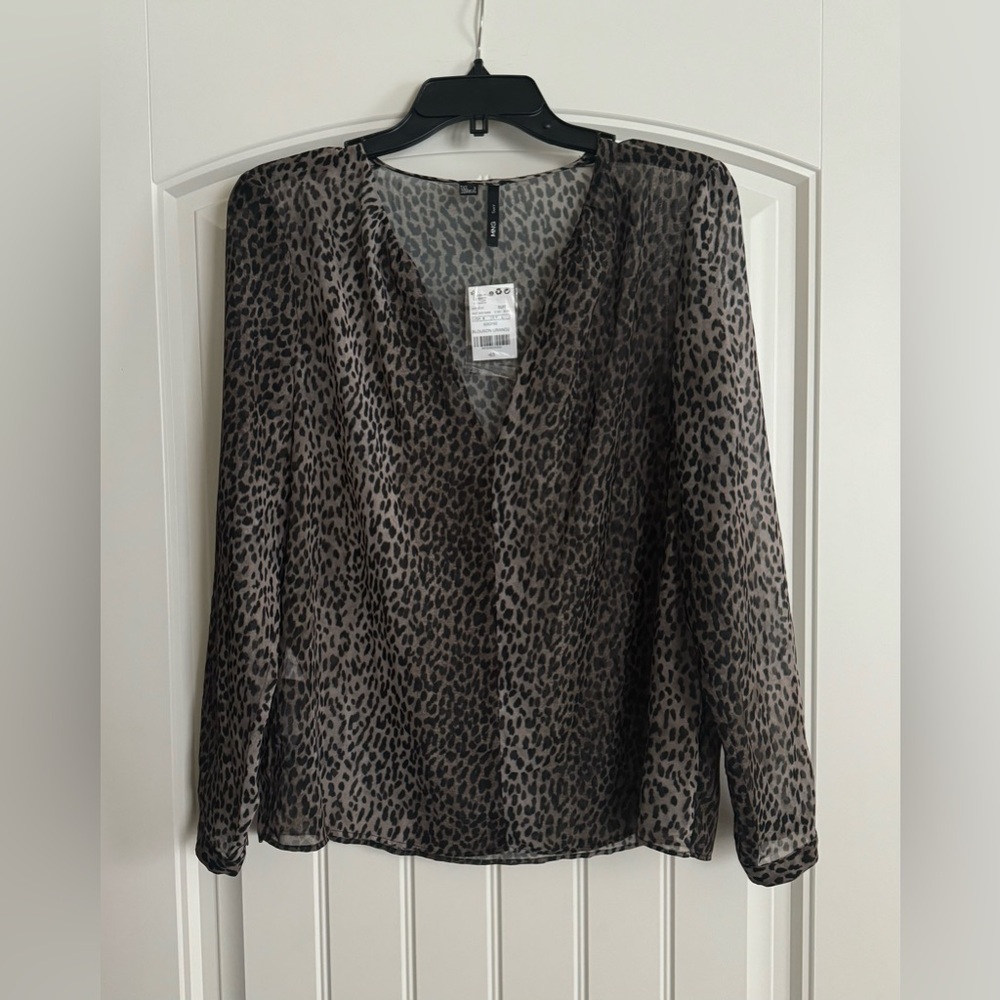NWT MNG sheer animal print top - size 8